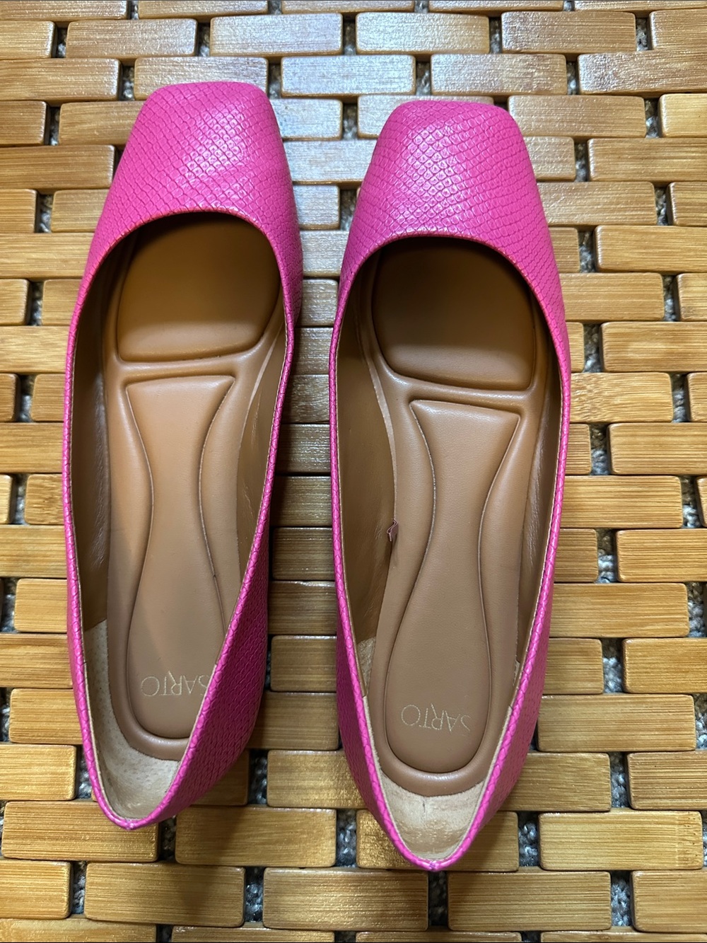 Franco Sarto Hot Pink Textured Square-Toe Flats